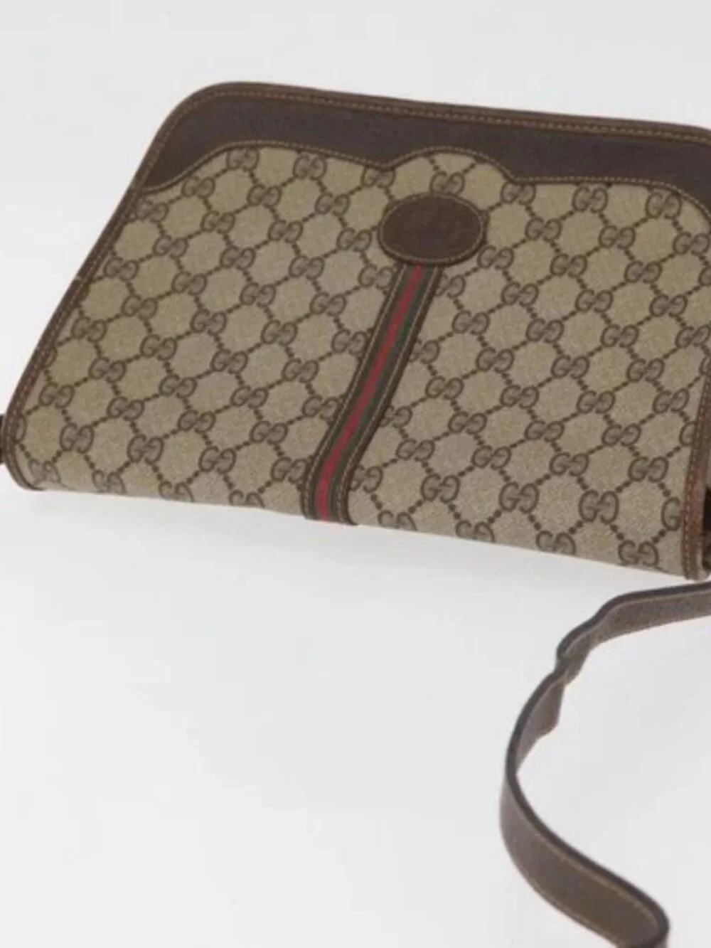 GUCCI GG Supreme Web Sherry Line Bag PVC Beige Gold 001 104 0551 Auth 178811